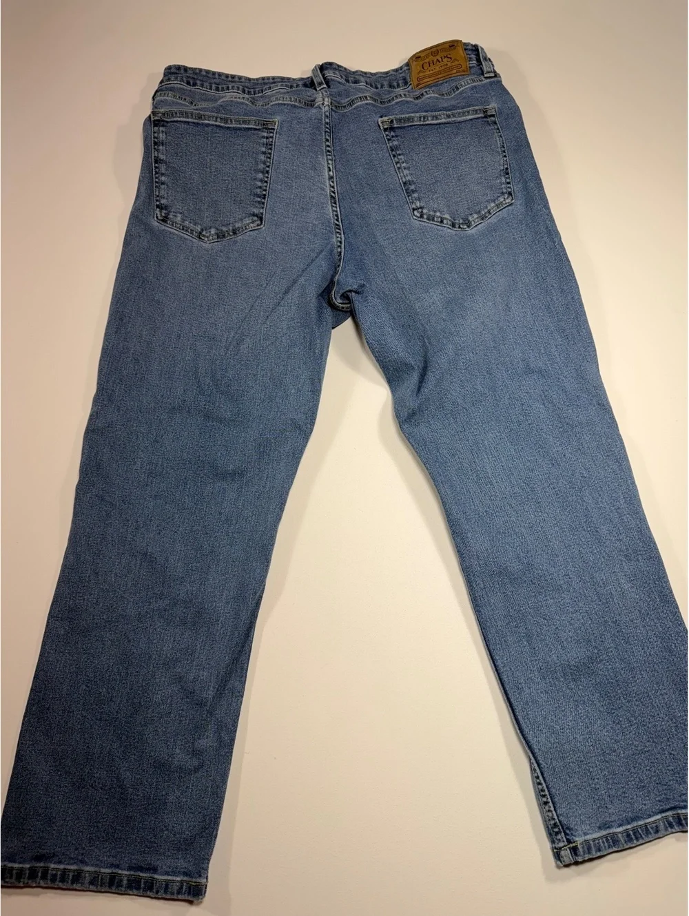 Chaps Mens Relaxed Fit Jeans 38x29 Blue Light Wash Straight Denim Casual